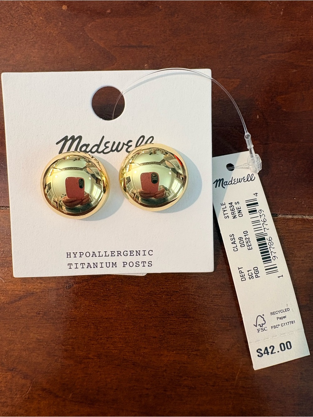 Madewell Polished Gold Dome Stud Earrings - Picture 2 of 4